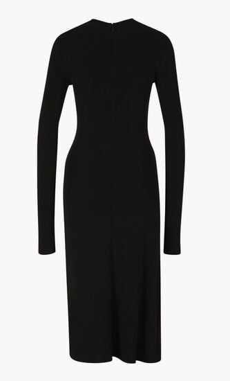 VI CREPE TWIST MIDI DRESS BLACK BLACK