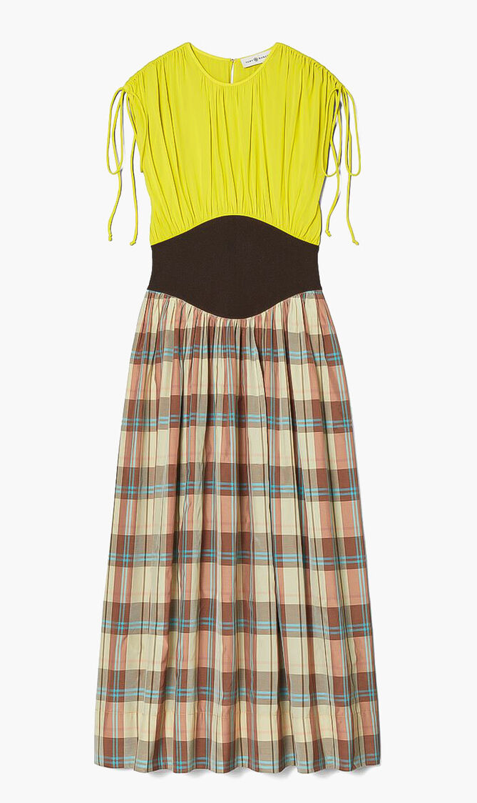 Silk Chiffon Plaid Dress