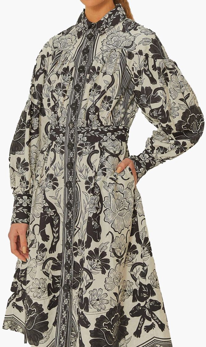 Leopard Collareneck Midi Dress