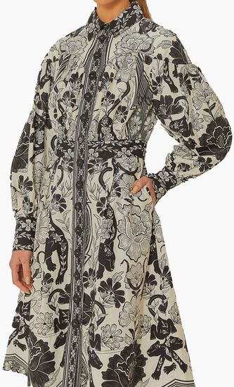 Leopard Collareneck Midi Dress