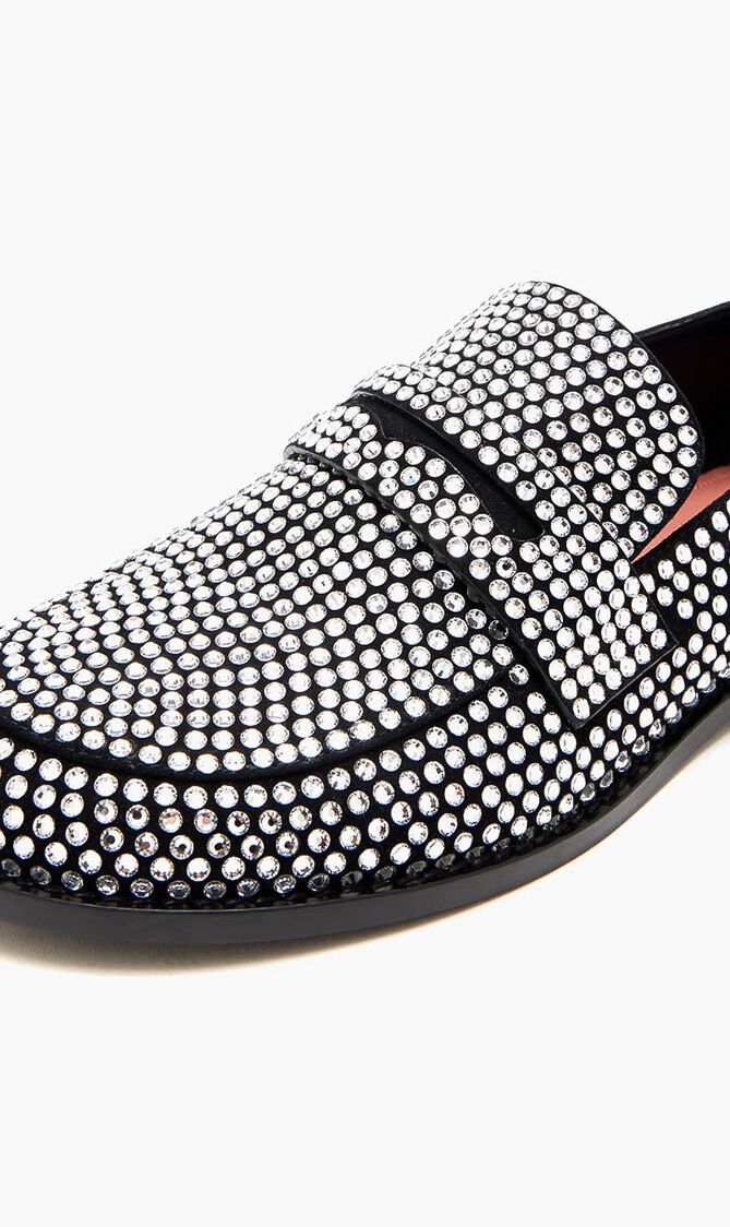 TILDA CRYSTAL LOAFER SUEDE BLACK WHITE CRYSTALS