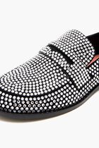 TILDA CRYSTAL LOAFER SUEDE BLACK WHITE CRYSTALS
