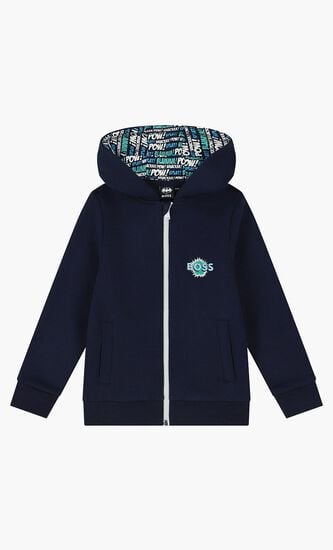 Logo Hooded Zip Up Top