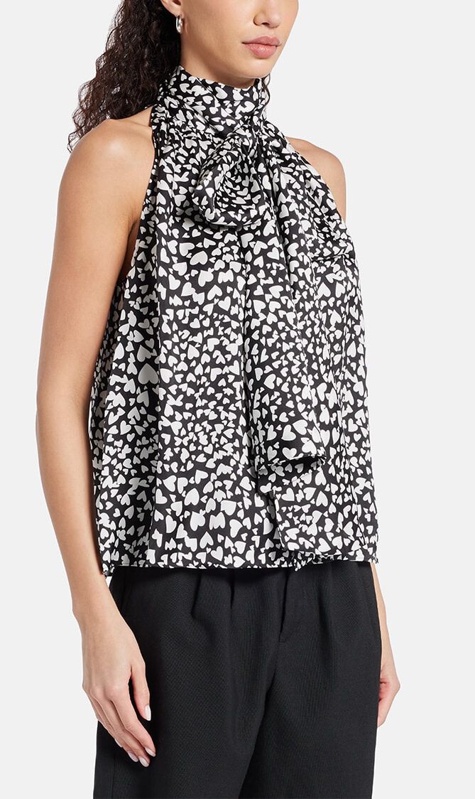 BROOKE TOP BLACK AND WHITE HEART