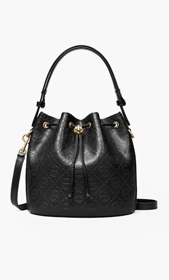 T Monogram Leather Bucket Bag