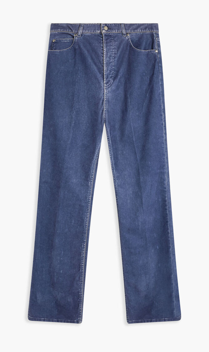 GARMENT DYED FLOCKED VELVET DR 5 POCKET TROUSERS