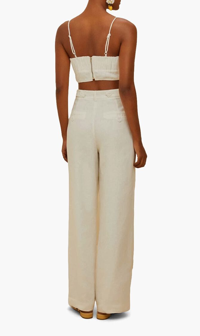 OFF WHITE HIGH WAISTED WAVY BUTTONING PANTS
