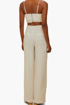 OFF WHITE HIGH WAISTED WAVY BUTTONING PANTS