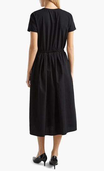 Solid Midi Dress with Elastic Waist