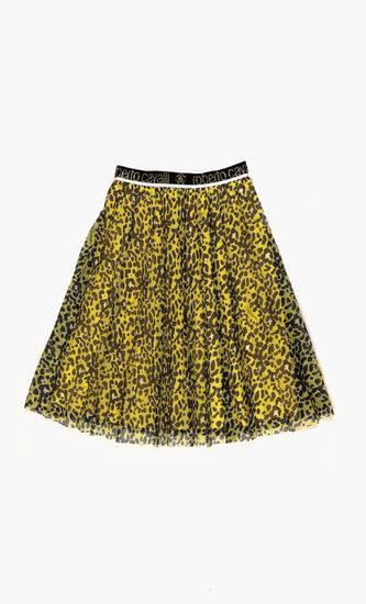 Leopard Net Plisse Skirt