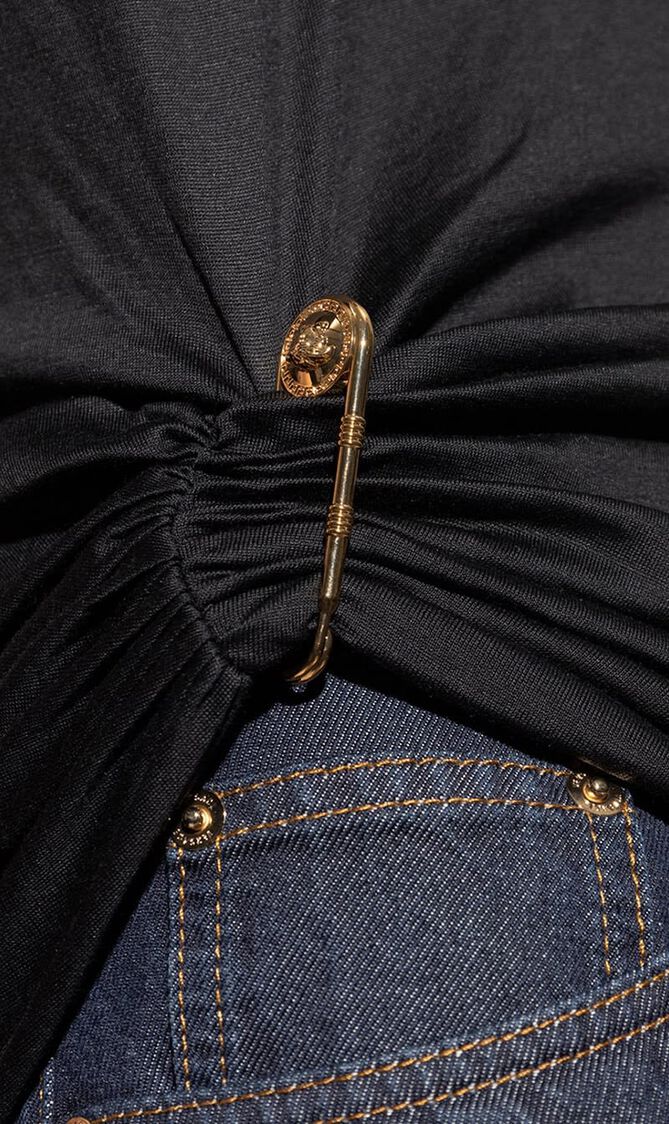 T SHIRT VERSACE LOGO SILK YD COTTON MIX JERSEY