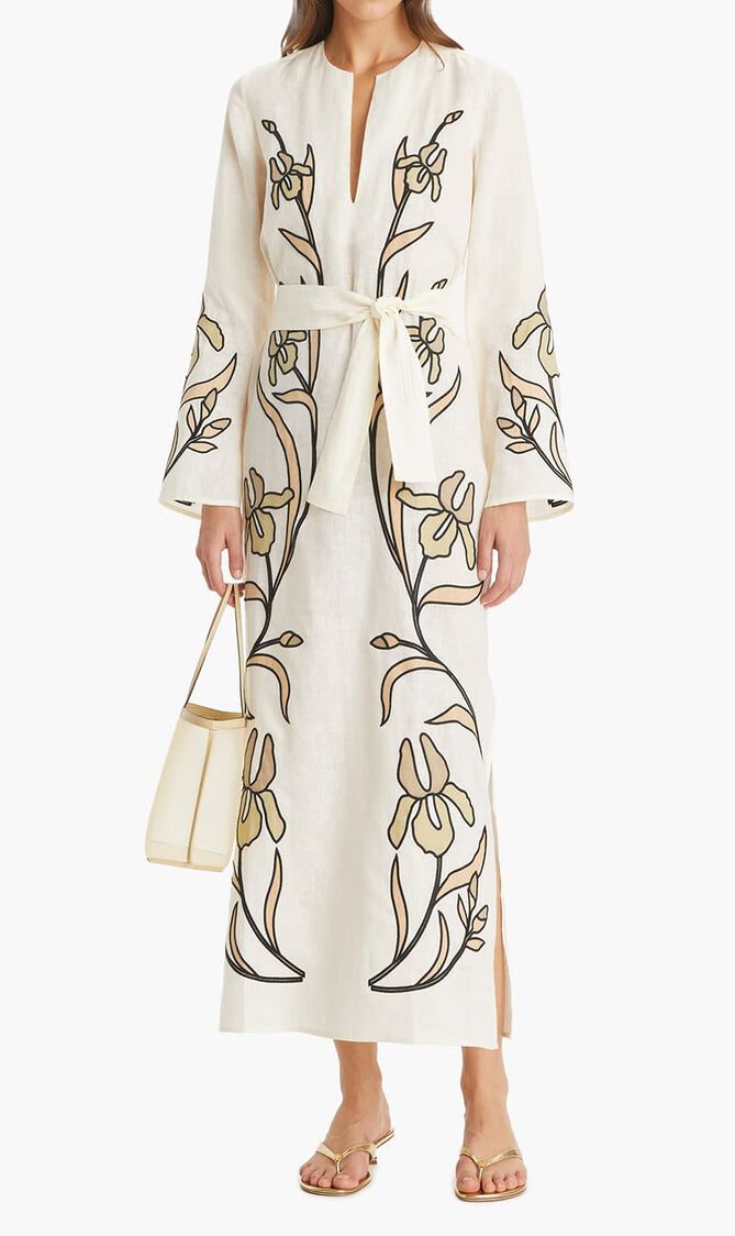 APPLIQUE LINEN CAFTAN