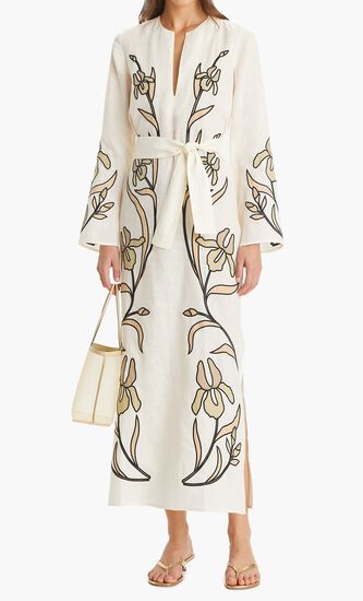 APPLIQUE LINEN CAFTAN