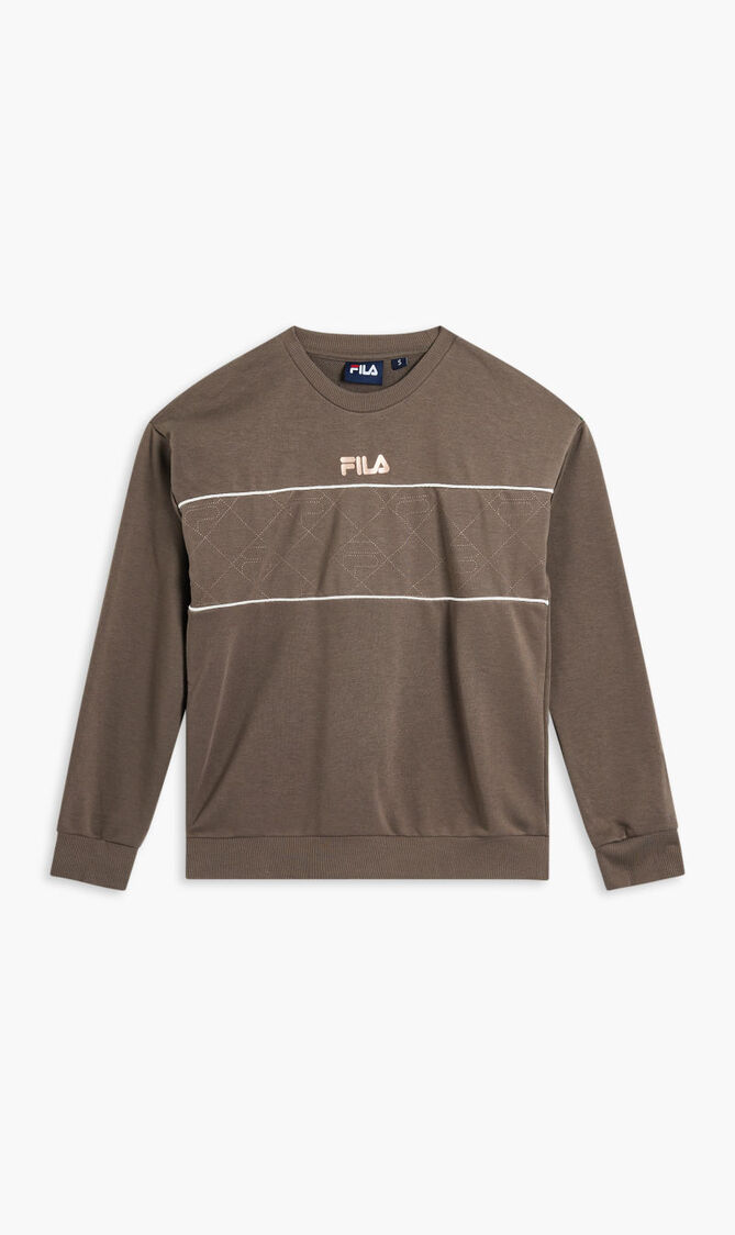 CREW NECK W PRINTED PANEL AND CNT PIPING
