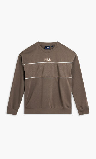 CREW NECK W PRINTED PANEL AND CNT PIPING