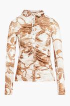 Long Sleeve Shirred Snap Milana Top
