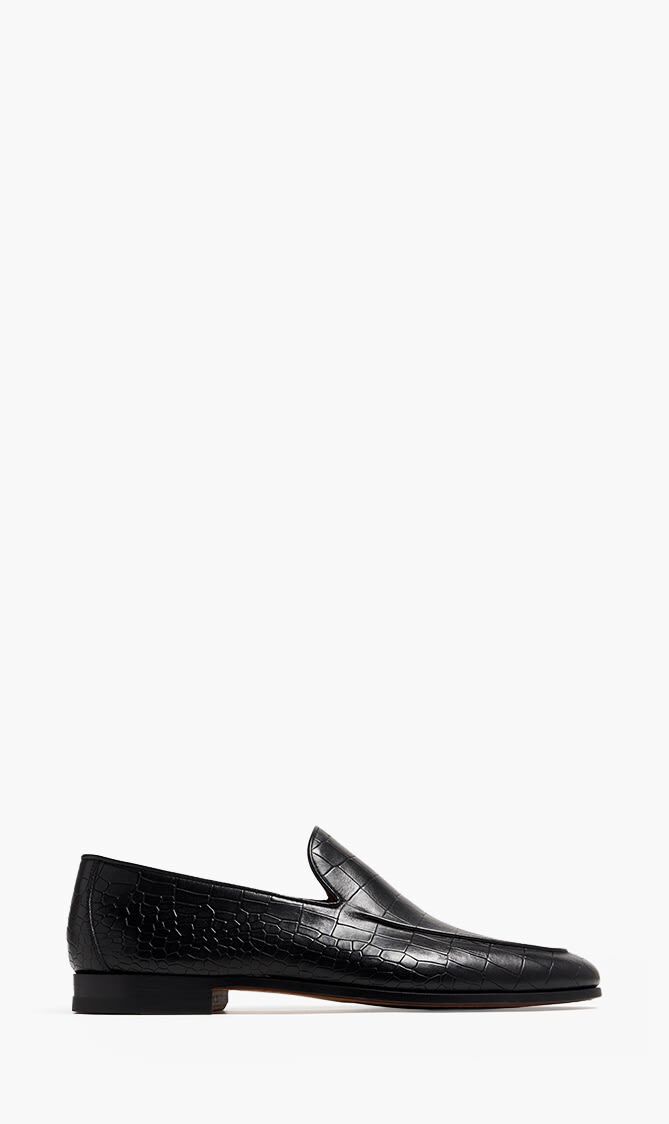 Alligator Effect Leather Loafers