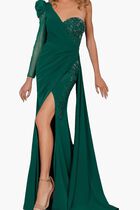 One Shoulder Beaded Sleeves Dress