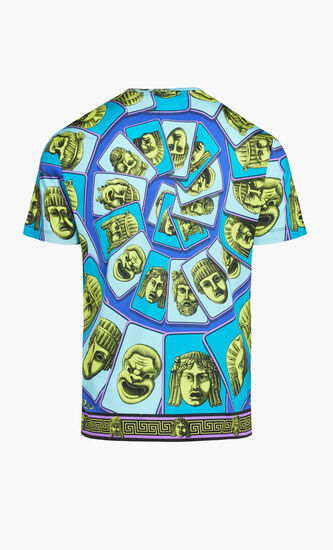 T-SHIRT ORGANIC COTTON JERSEY FABRIC WITH MASKS FOULARD PRINT
