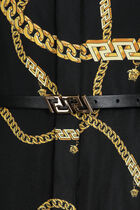 Greca Chain Belted Midi Shirt Dress