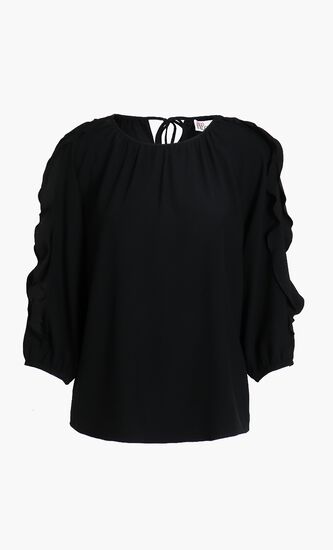 Ruffle Cut Sleeves Crepe Top