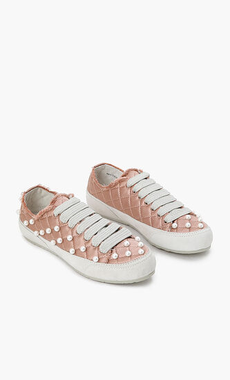 Pearl Embellished Quilted Sneakers