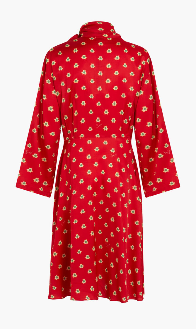 SCARF NECKLINE DRESS - FLOWERS