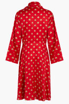 SCARF NECKLINE DRESS - FLOWERS