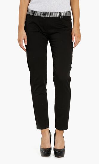 Contrasting Waistband Jeans