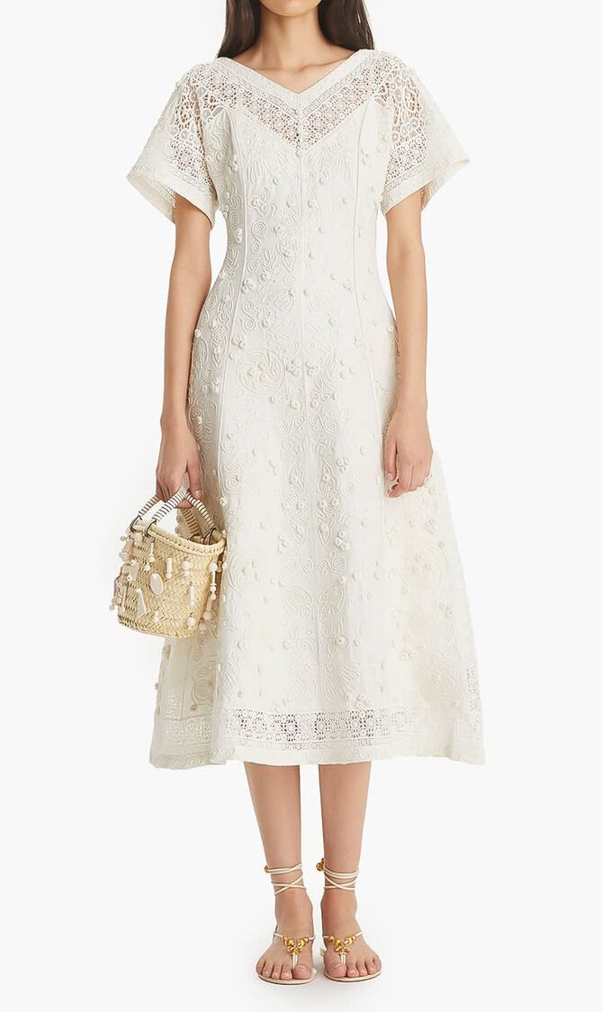 EMBROIDERED LINEN DRESS