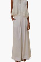 TROPICAL TAPESTRY OFF WHITE LOW WAIST PANTS