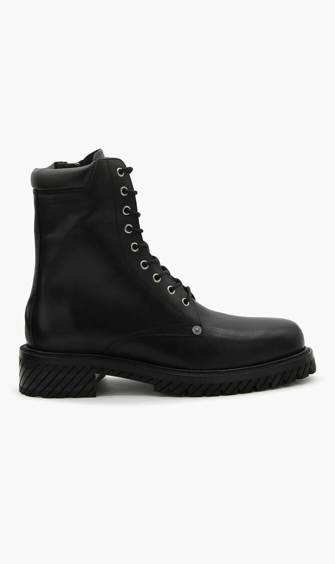 COMBAT LACE UP BOOT BLACK BLACK