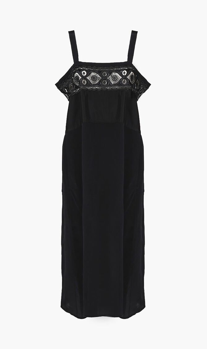 AVP STRAP VISCOSE BLACK MIDI DRESS