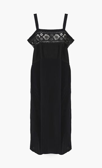 AVP STRAP VISCOSE BLACK MIDI DRESS