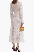 WHITE LACE PUSSY BOW MIDI DRESS