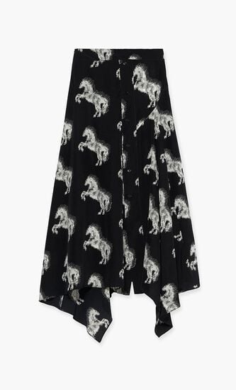 Pixel Horse Print Silk Skirt