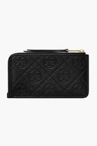 T Monogram Leather Zip Card Case