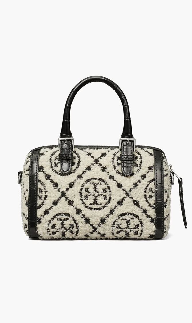 T Monogram Boucle Mini Barrel Bag
