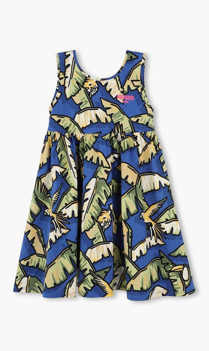 Kids Girls Blue & Green Jungle Dress