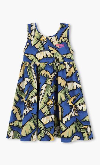 Kids Girls Blue & Green Jungle Dress