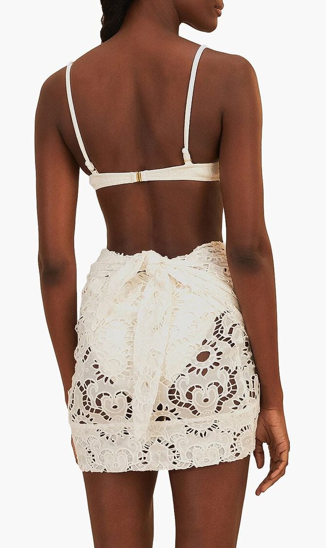 Sun Eyelet Wrap Mini Skirt