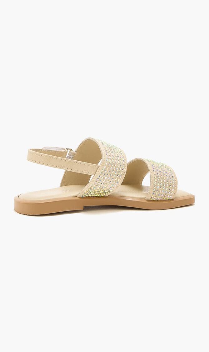 CRYSTALS ALL OVER DECORATED SUEDE LEATHER SANDALS