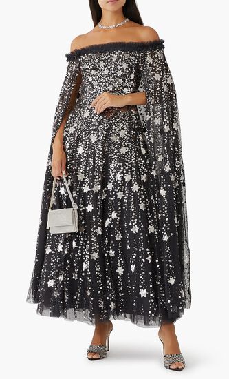 SHOOTING STARS CAPE ANKLE GOWN
