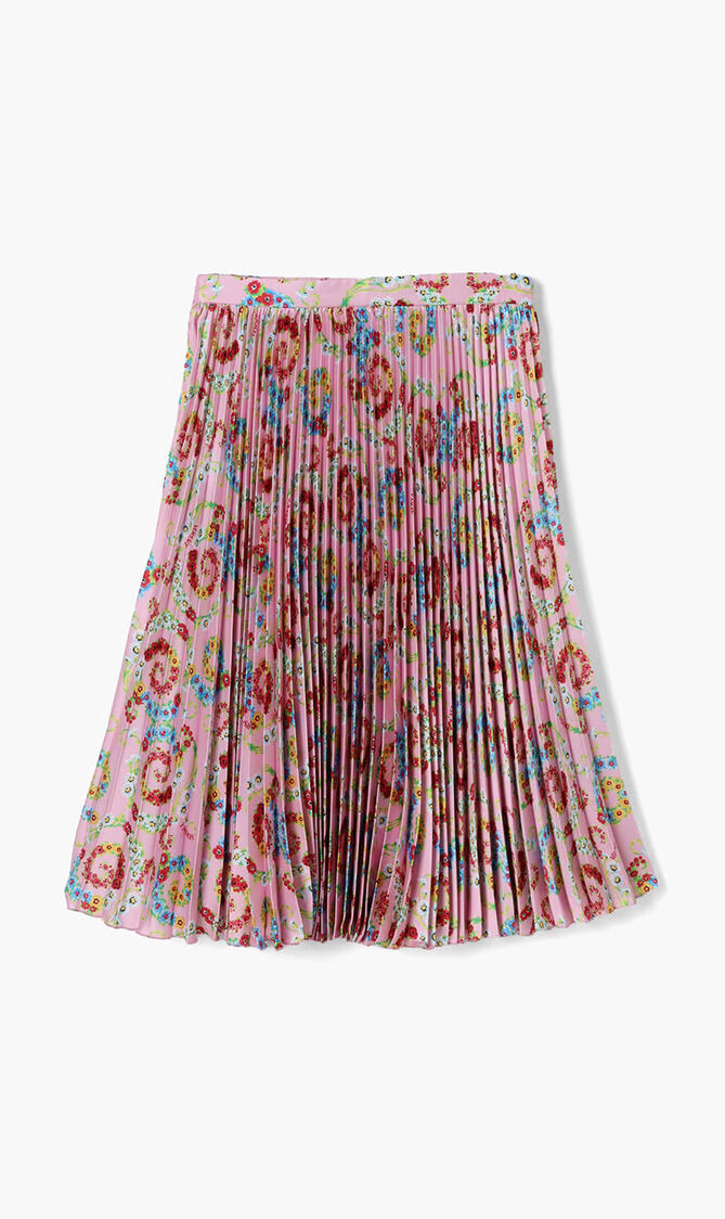 Floral Swirl Print Pleated Skirt