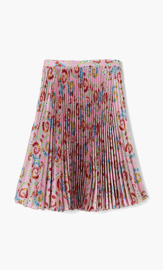Floral Swirl Print Pleated Skirt