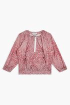 Heart-Print Crew Neck Blouse