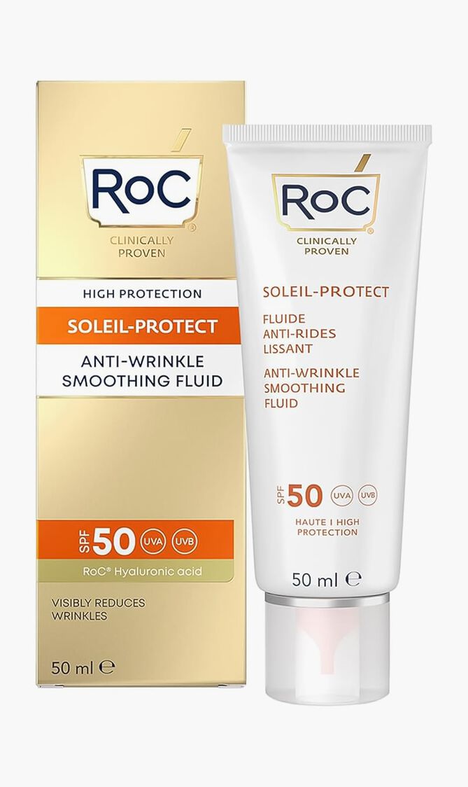 Soleil-Protect Anti-Wrinkle Smoothing Fluid Spf 50, Uva/B Protection Hypoallergenic Sunscreen, 50ml