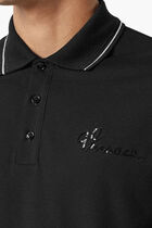POLO PIQUET FABRIC + VERSACE NAUTICAL LOGO EMBROIDERY