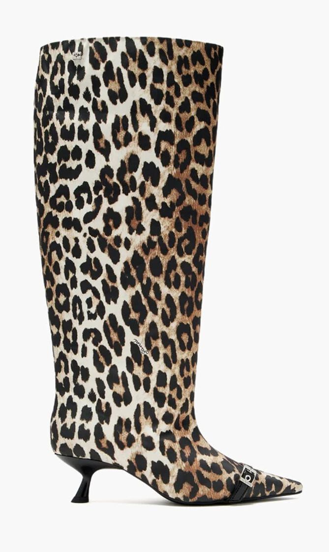 Leopard Eyelets high-shaft boots