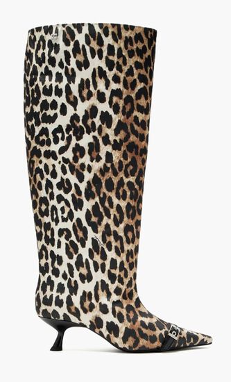 Leopard Eyelets high-shaft boots